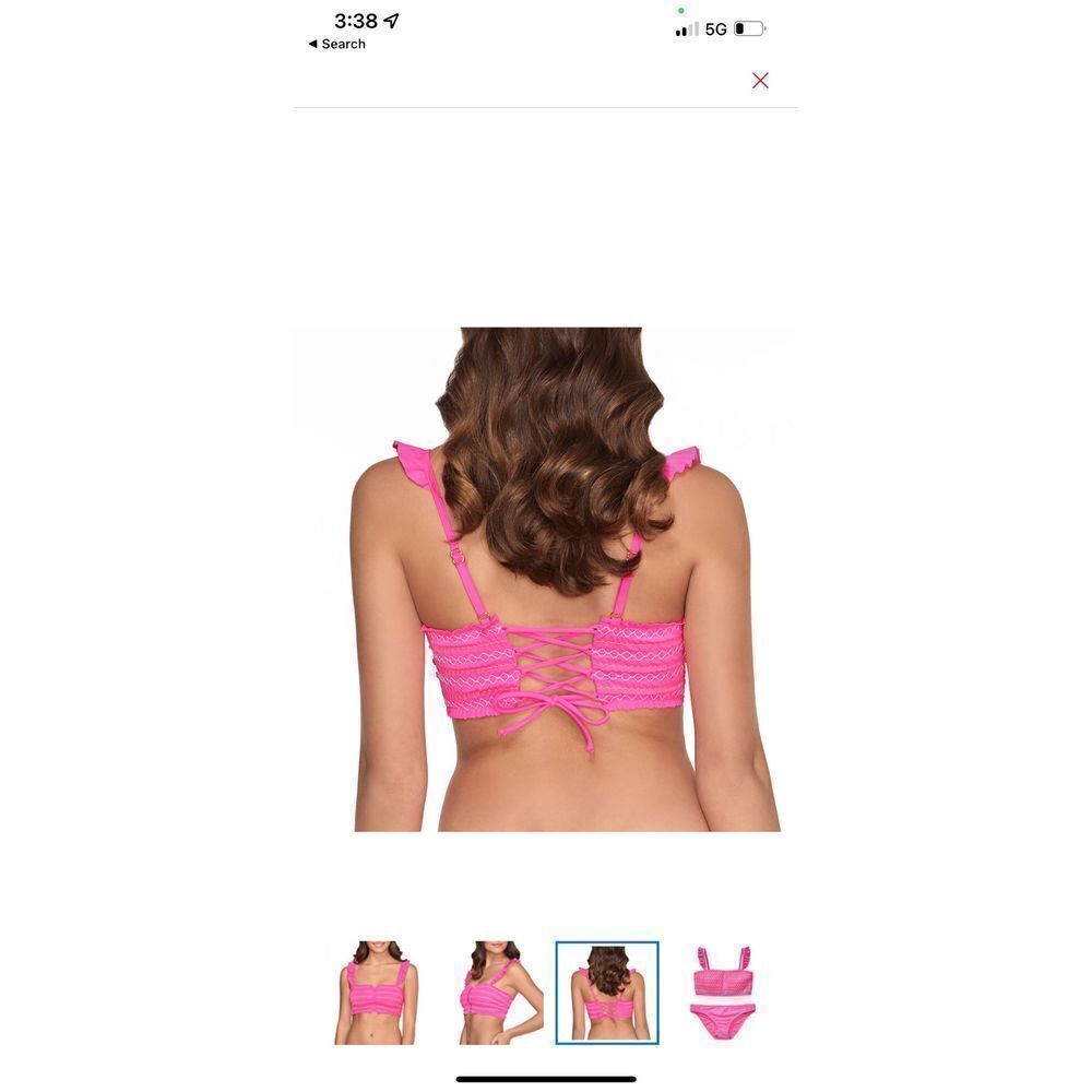 Arizona Pink smocked bandeau swim top - Picture 2 of 4